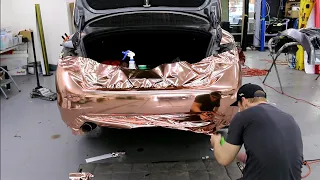 Rose Gold Chrome Rear Bumper Vinyl Wrap With Inlays