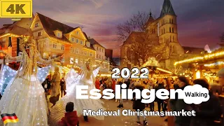 🇩🇪Esslingen(2) Medieval christmas market ||4k Night walk|Germany walking tuor|  Weihnachtsmarkt