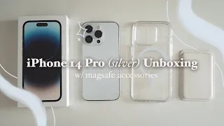 iPhone 14 Pro Unboxing (silver) in 3 Minutes w/ Magsafe Accessories & Set Up