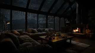 Rainy Night Relaxation 🌧️🔥 Cozy Fireplace Ambience