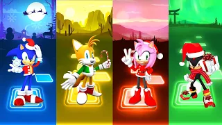 Christmas Special ❄🤘 | Sonic vs Tails vs Amy vs Shadow | Tiles Hop EDM Rush