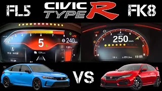 Civic Type R FL5 2023 vs Honda Civic Type R FK8 2021 acceleration battle 0-250