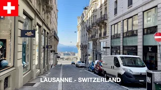 Lausanne, Switzerland, Main Shopping Street Walk, Spring [4K HDR]