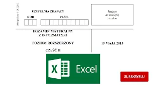 Matura rozszerzona z informatyki 2015 zadanie Excel