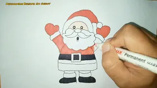 Cara menggambar santa claus / sinterklas dengan mudah #1 ( Menggambar tema natal )