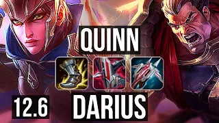 QUINN vs DARIUS (TOP) | 2/0/5, Rank 6 Quinn, 800+ games, 900K mastery | KR Master | 12.6