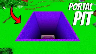 What's inside the BIGGEST PORTAL PIT in Minecraft ? I found a SECRET BUNKER ! Longest PIT