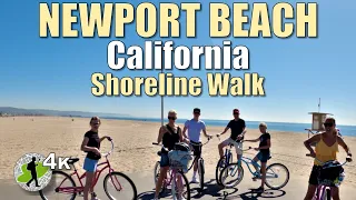 4K | Walking NEWPORT BEACH Shoreline and Beaches, California