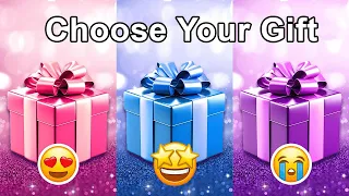 Choose Your Gift 🤩💝🤮 || 3 gift box challenge | Pink Blue Purple #pickonekickone #giftboxchallenge