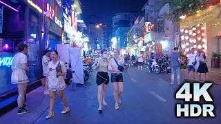 Bui Vien Street Saigon Vietnam - Ho Chi Minh City - District 1 Red Light Area - 4k Walking