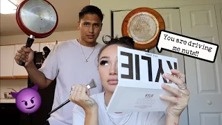 ANNOYING My Girlfriend While She Does Her Makeup! *SHE GETS PISSED*