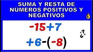 SUMA Y RESTA DE NUMEROS POSITIVOS Y NEGATIVOS