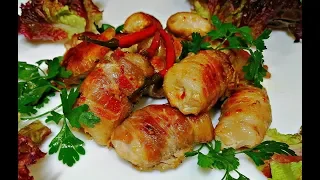 Вкусный рецепт рулетики из куриного филе в беконе. Рулетики сочные на НОВОГОДНИЙ СТОЛ 2022