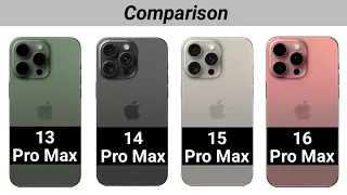 iPhone 13 Pro Max vs iPhone 14 Pro Max vs iPhone 15 Pro Max vs iPhone 16 Pro Max Full Comparison