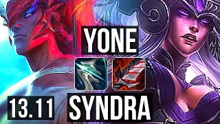 YONE vs SYNDRA (MID) | 9/1/2, 6 solo kills, 800+ games | EUW Master | 13.11