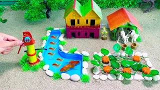 DIY Tractor How to make Cowshed and Lake | mini hand pump | Miniature farm with Animals#56