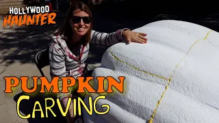 Carving Large Styrofoam Pumpkins - Sculpting Stems/ Gluing Foam Props Together (Part 2)