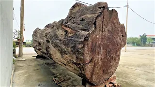 Amazing Sawmill Wood Cutting - Giant Ancient Tree Stump Reveals Surprising Secrets