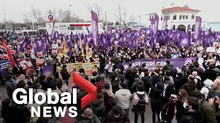 Hundreds of women protest Turkey's withdrawal from violence treaty