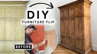 DIY FURNITURE FLIP 🎨 Painting Cabinet To Look OLD & ANTIQUE! (Super Easy & Affordable)