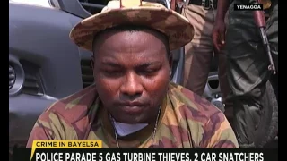 Bayelsa police parade 5 gas turbine thieves, 2 car snatchers