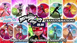 Miraculous Day (Transformations) ~ Superheroes - Unifications | Season 3-5