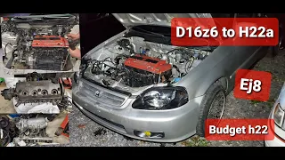 H22 swapping a EK! Euro R h22 with a M2y4 using Hasport Mounts! The Budget-ish  EK!
