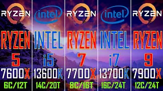 RYZEN 5 7600X vs INTEL i5 13600K vs RYZEN 7 7700X vs INTEL i7 13700K vs RYZEN 9 7900X ||