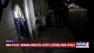 Oklahoma woman accused of beating neighbor with clothing iron, spraying face with Lysol