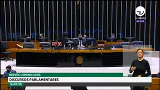 Plenário - Breves comunicados - Discursos parlamentares - 16/07/20 - 10:16