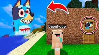 BEBE NOOB VS CREEPYPASTA BLUEY MINECRAFT TROLL + ROLEPLAY