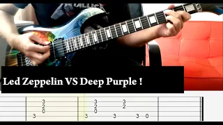 Led Zeppelin VS Deep Purple (Guitar Riffs Battle) | Tutorial | Guitar Tab | Lesson