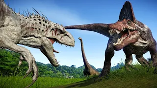 ALL LARGE CARNIVORES BATTLE ROYALE IN JURASSIC WORLD EVOLUTION