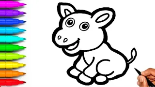 Donkey Drawing Painting Coloring For Kids And Toddlers.