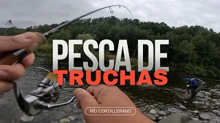 VIDEO LARGA DURACION 😱 PESCA DE TRUCHAS EN RÍO CORDILLERANO CON EQUIPO UL 🎣  SUR DE CHILE 🙌