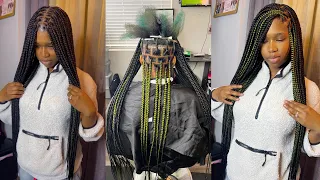 TUCKING KNOTLESS BRAIDS |  💚 PEEKABOO & SKUNK STRIPE | SLAYING IT WITH RAY ✨💕