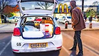 Stealth Car Camping In A McDonald’s Car Park (Tiny Car Conversion)