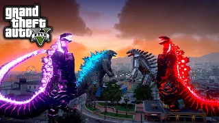 Godzilla, Red Shin Godzilla Vs Shin Godzilla, Mechagodzilla ( GTA V Mods )