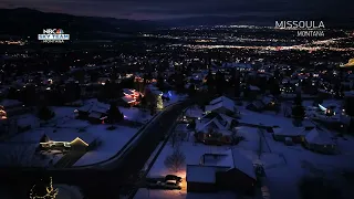 Drone footage of Christmas lights in Missoula