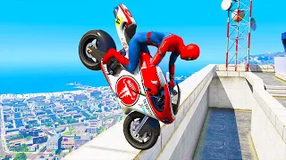 GTA 5 Spiderman Epic Jumps #44 - Spider-Man Stunts Fails Gameplay