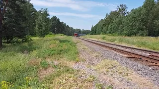 ТЭП70К-0232 с пассажирским поездом близ станции Скидель,перегон Житомля-Скидель