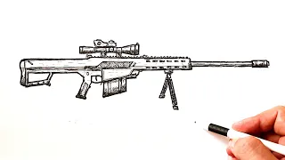 How to draw a Sniper rifle Barrett M82