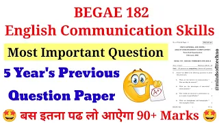 Begae 182 English Communication Skills Most Important Questions 🔥 बस इतना पढ़ लो आयेगा 90+ Marks 🤩