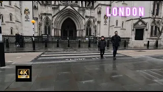 WALKING TOUR FROM ST.PAUL'S CATHEDRAL TO ROYAL COURT OF JUSTICE [4K]