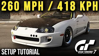 GT7 - 260 MPH (418 kmh) Toyota Supra Speed Tune Setup Tutorial