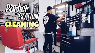 Cleaning My BARBER STATION | Barberlife Vlog