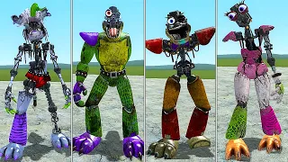 ALL NEW SHATTERED GLAMROCK ANIMATRONICS vs FNAF SECURITY BREACH RUINED DLC In Garry's Mod