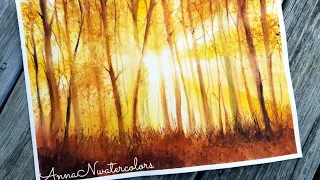 Sunlight Through the Forest Watercolor Painting Demonstration