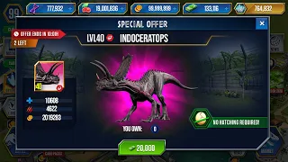 FINALLY INDOCERATOPS in SHOP JURASSIC WORLD THE GAME SOON??!?!?