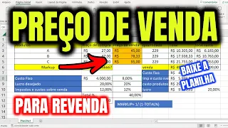 Como Calcular Preço de Venda de um Produto para Revenda no Excel